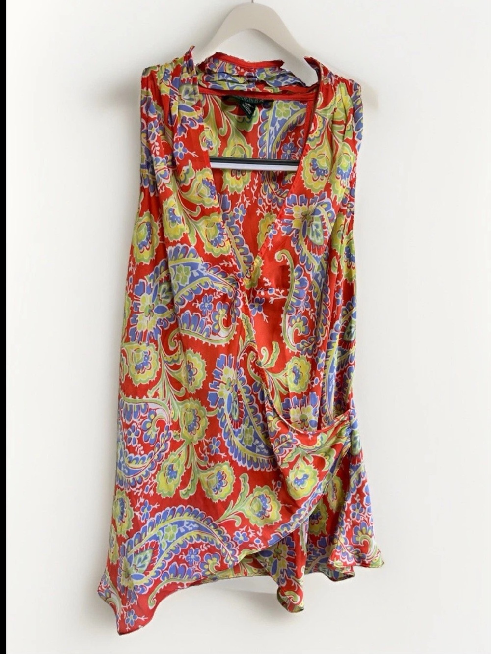 Lauren Ralph Lauren Blouse Size 14 Petite Paisley V-Neck Sleeveless Classic